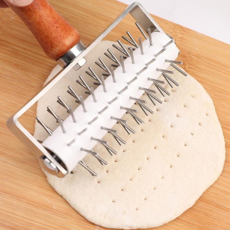 Kitchen Roller Baking - Küchenpizza Teig Docker Holzgriff Edelstahl Pizza