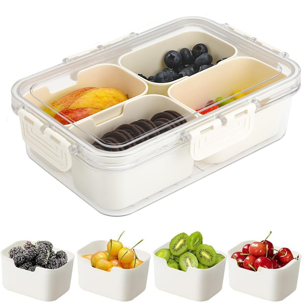 Kitchen Baking Tray Organizer - Tragbare Lebensmittel-Aufbewahrungsbox, Snackbox, 4 Fächer mit