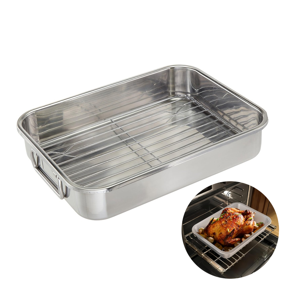 Kitchen Baking Tray Set - 1 Satz Edelstahl-Bratdose mit Gestell, perfekt