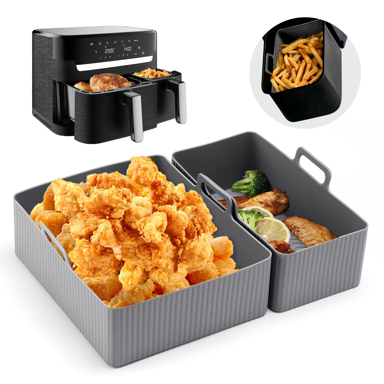 2 teile/satz Silikon Air Frite – Kitchen Baking Tray Set Bewertung und Preis