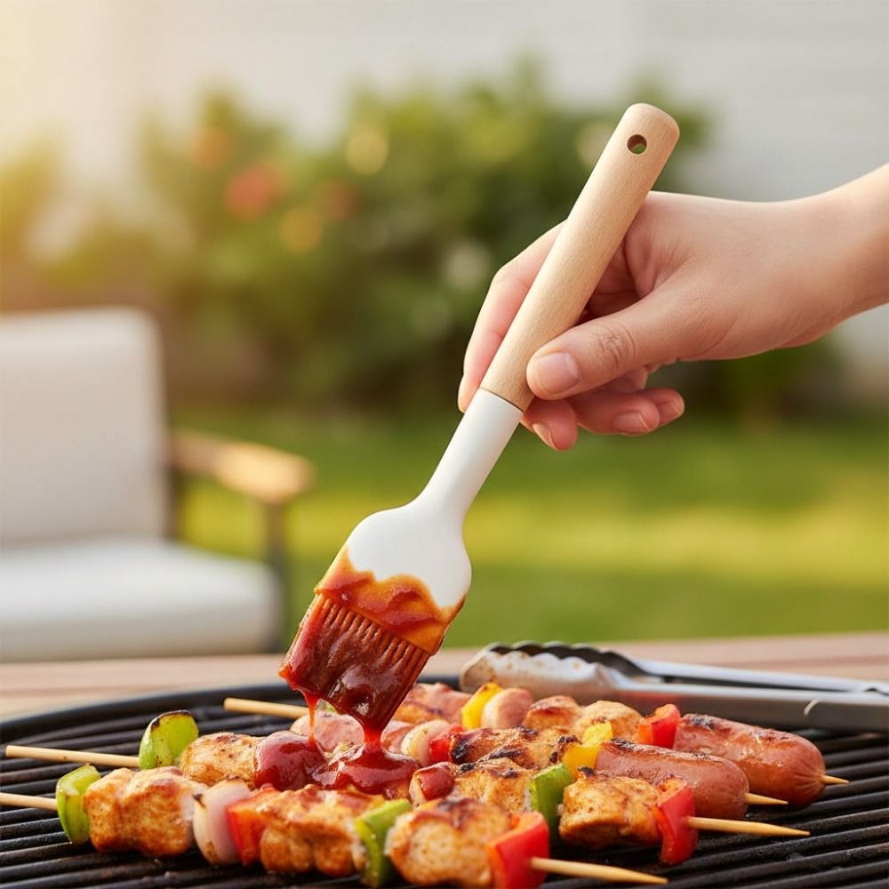 2er-Set Grillpinsel mit Holzgr – Pastry Brush Silicone Bewertung und Preis