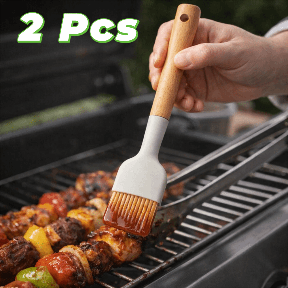 2er-Set Grillpinsel mit Holzgr – Pastry Brush Silicone Bewertung und Preis